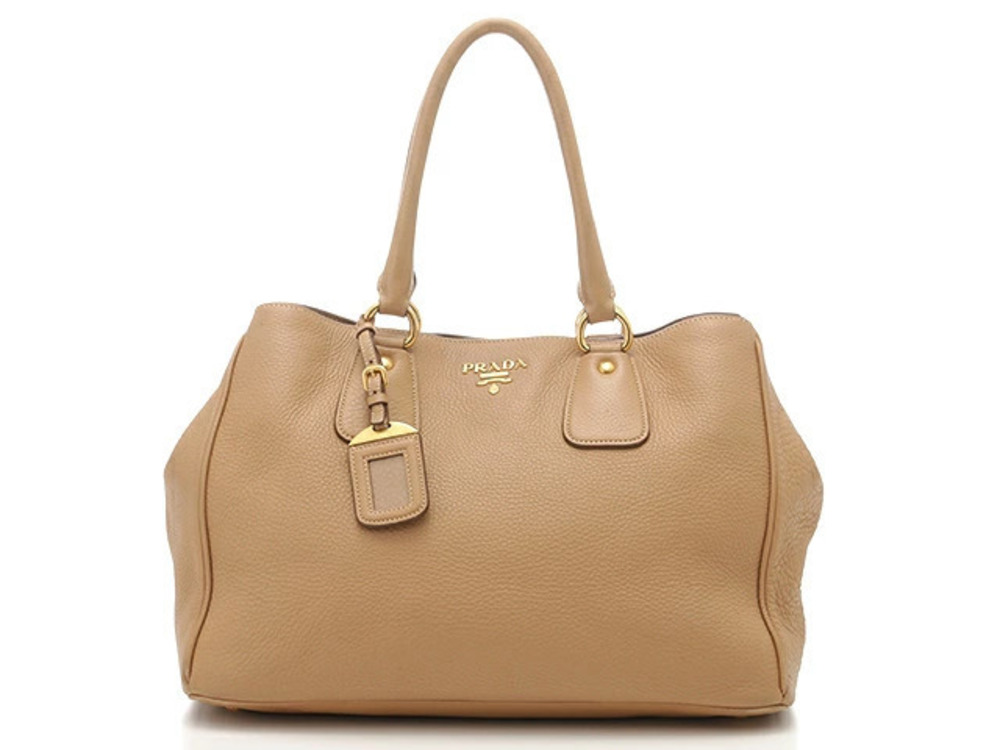 Prada shoulder bag tote calfskin Beige Cream